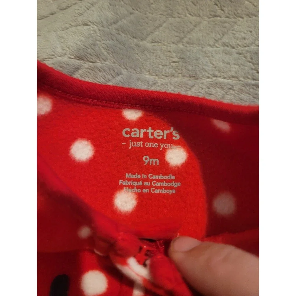 Carter's Just One You Red Sweater Dress & Polka Dot Reindeer Footed Pajamas 9M